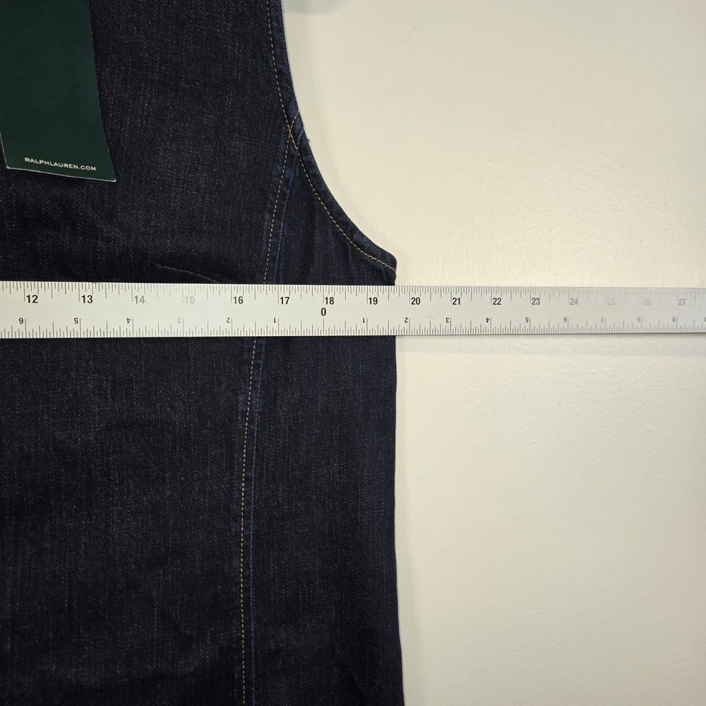Lauren Ralph Lauren Women Indigo Denim Leather Trim Sheath Dress 14 Grove St - Picture 10 of 10